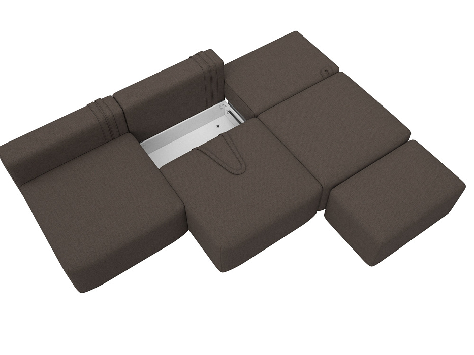Диван прямой модульный с пуфом Лига-060 НПБ Лонг (амур 05 коричневый)