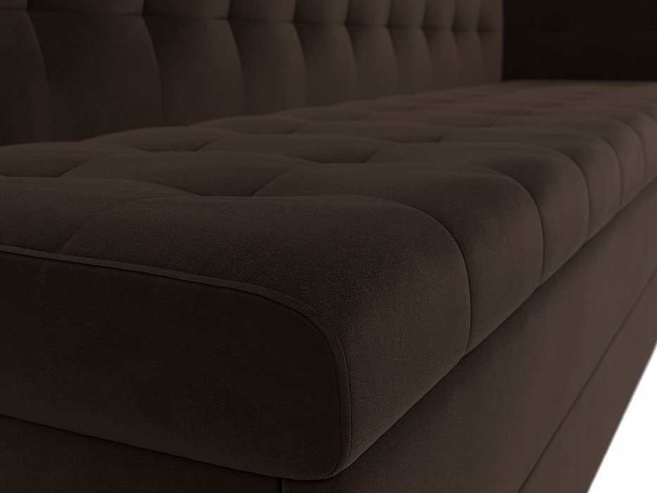 Диван кухонный прямой Бриз с углом справа (коричневый)