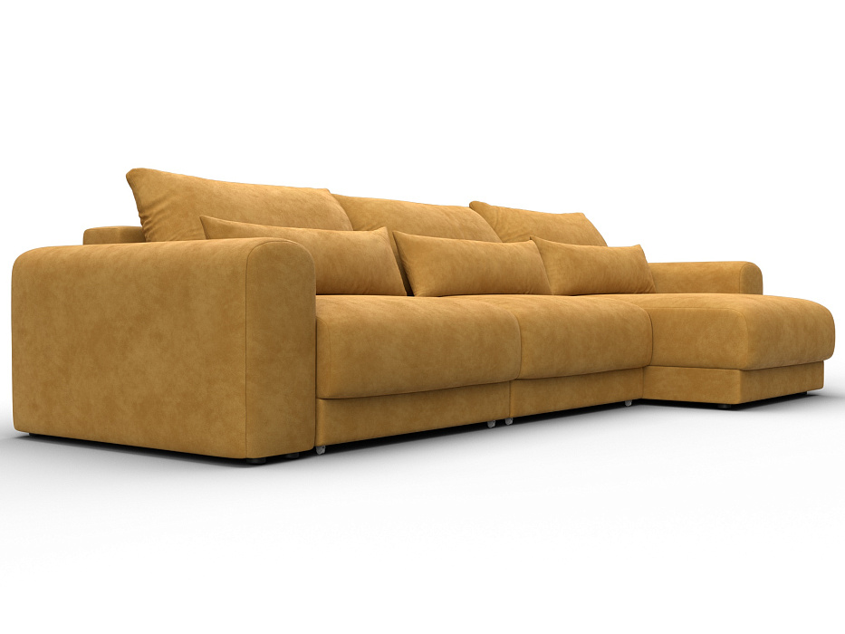 Диван угловой Лига-056 НПБ Лонг угол универсальный (brut 10 желтый)