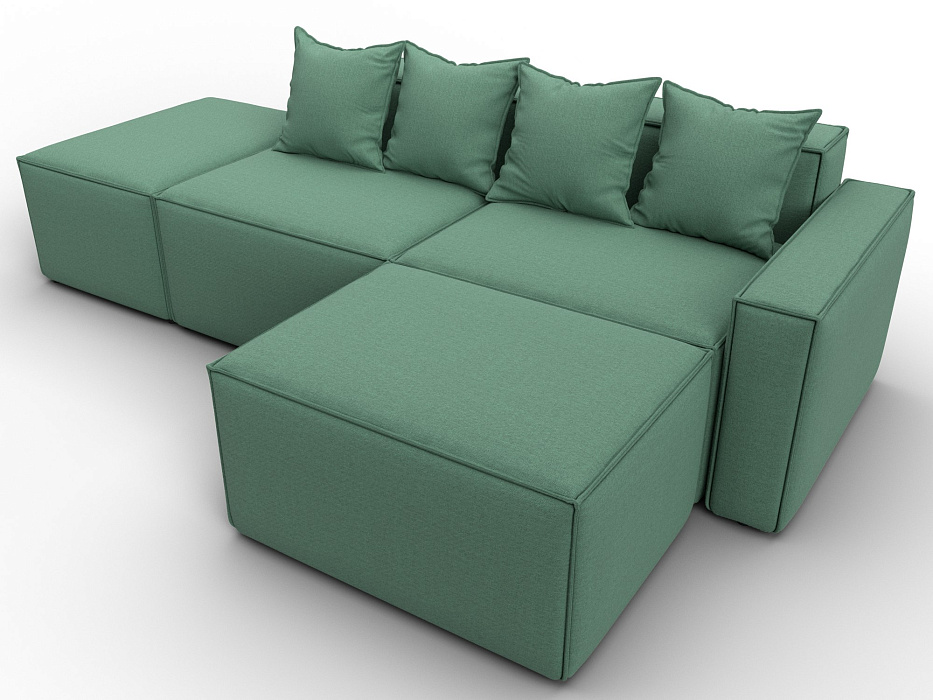 Диван угловой модульный Лига-063 угол правый (амур 11 зеленый)