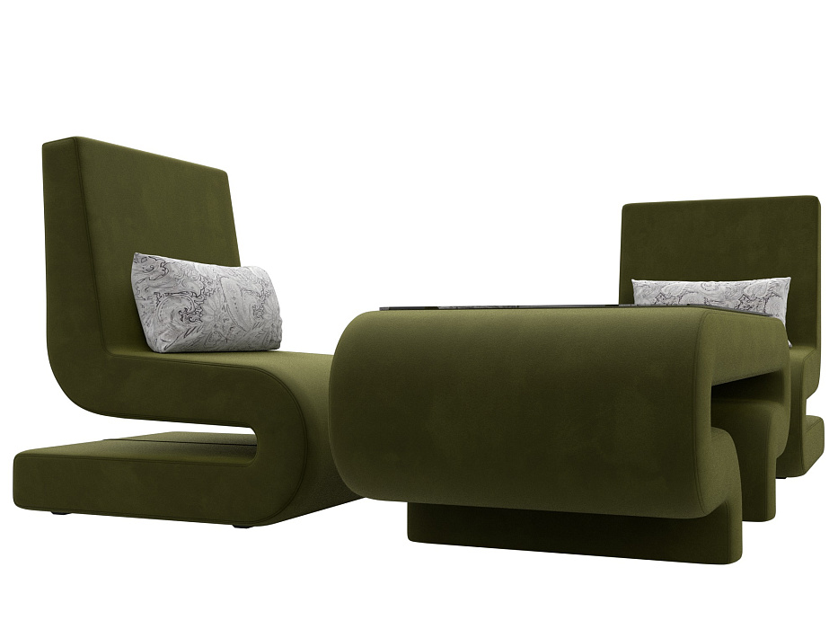 Набор Волна-3 (стол, 2 кресла) (зеленый;серый)