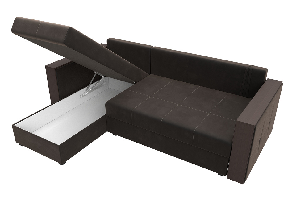 Диван угловой Валенсия Лайт левый угол (seven 727 коричневый)