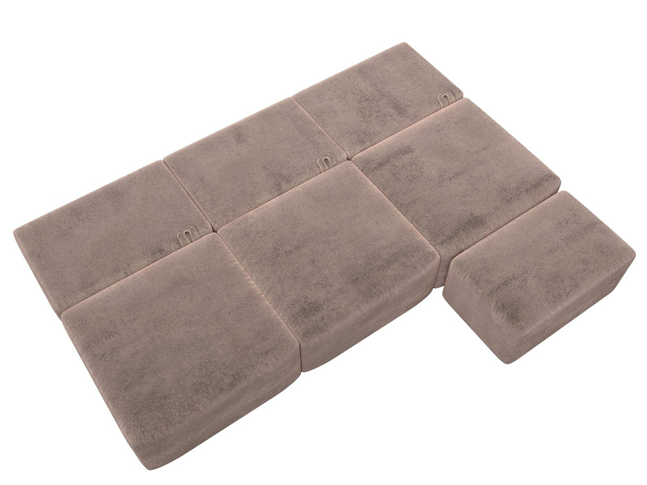 Диван угловой модульный с пуфом Лига-060 НПБ Лонг угол универсальный (tower 05 бежевый)