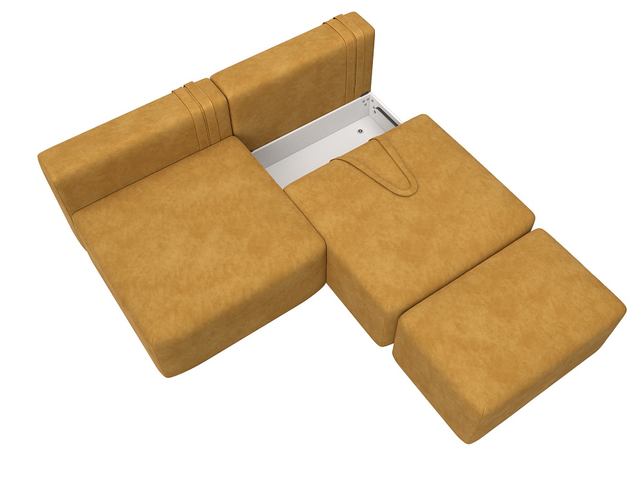 Диван прямой модульный с пуфом Лига-060 НПБ (brut 10 желтый)