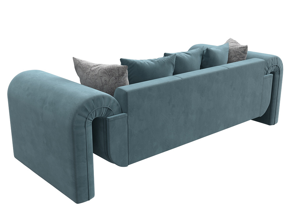 Диван прямой Волна (seven 113 бирюзовый;seven 17 серый)