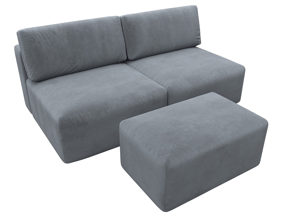 Диван прямой модульный с пуфом Лига-060 НПБ (tower 10 серый)