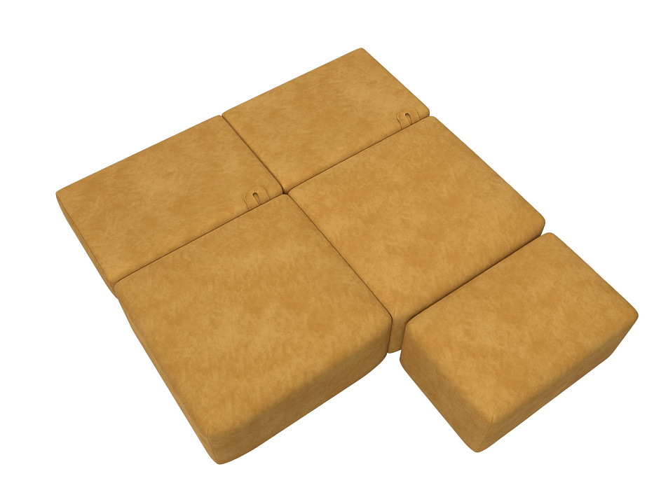 Диван прямой модульный с пуфом Лига-060 НПБ (brut 10 желтый)