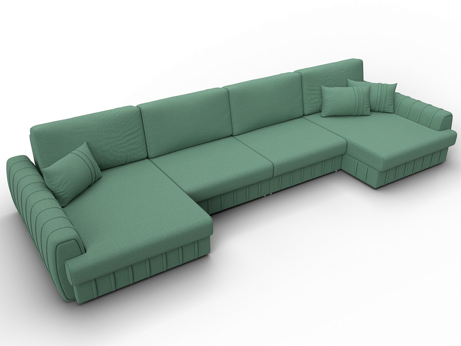 Диван П-образный Лига-057 НПБ Лонг (амур 11 зеленый)