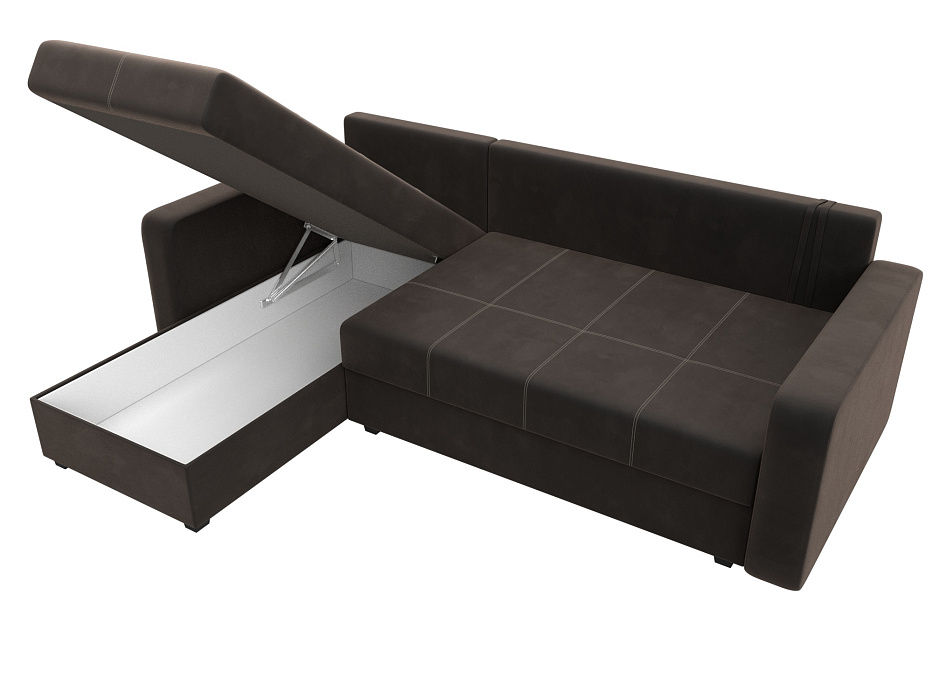Диван угловой Ливерпуль Лайт левый угол (seven 727 коричневый)