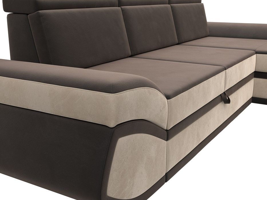 Диван угловой Лига-032 правый угол (seven 727 коричневый;seven 729 бежевый)