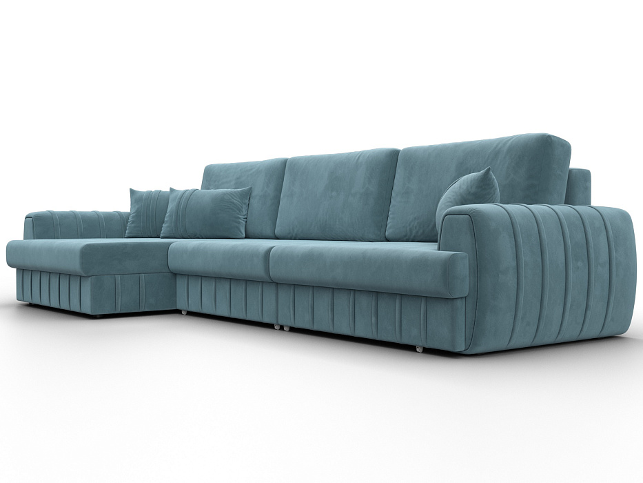 Диван угловой Лига-057 НПБ Лонг угол левый (seven 113 бирюзовый)