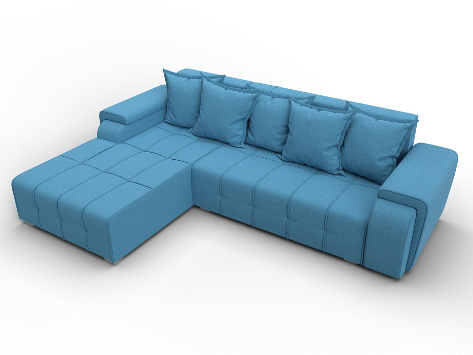 Диван угловой Лига-121 левый угол (амур 10 голубой)