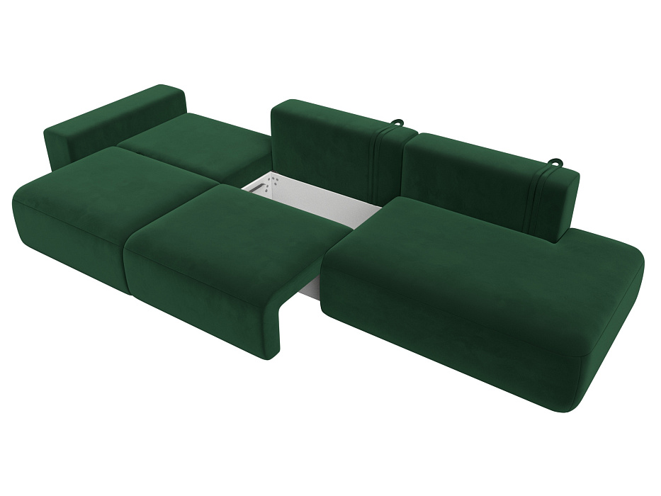 Диван прямой Лига-036 НПБ Модерн Лонг подлокотник слева (seven 626 зеленый)
