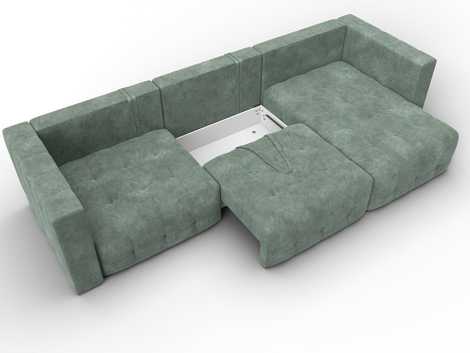 Диван угловой Лига-052 НПБ Лонг угол универсальный (brut 08 зеленый)