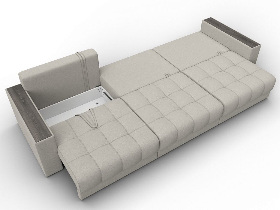 Диван прямой с декором Лига-049 НПБ Лонг (амур 02 бежевый)