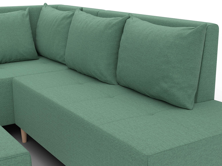 Диван угловой модульный с пуфом Лига-126 угол левый (амур 11 зеленый)