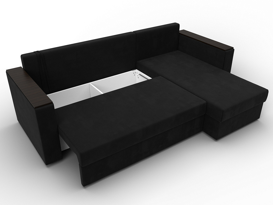 Диван угловой Атланта без стола универсальный угол (seven 35 черный)