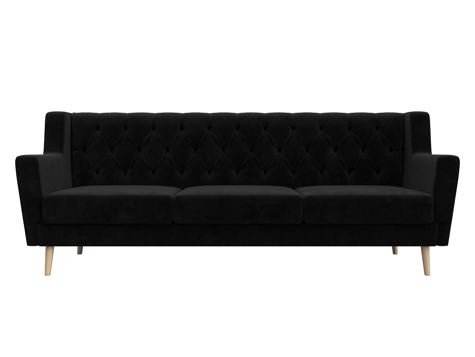 Диван кухонный прямой Брайтон 3 Люкс (seven 35 черный)