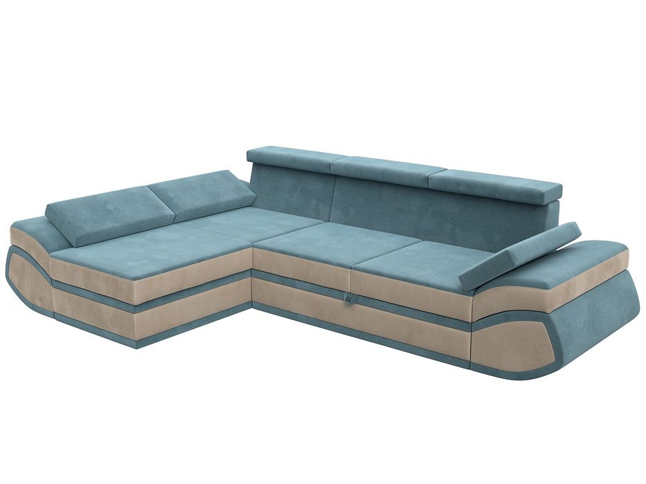 Диван угловой Лига-032 левый угол (seven 113 бирюзовый;seven 729 бежевый)