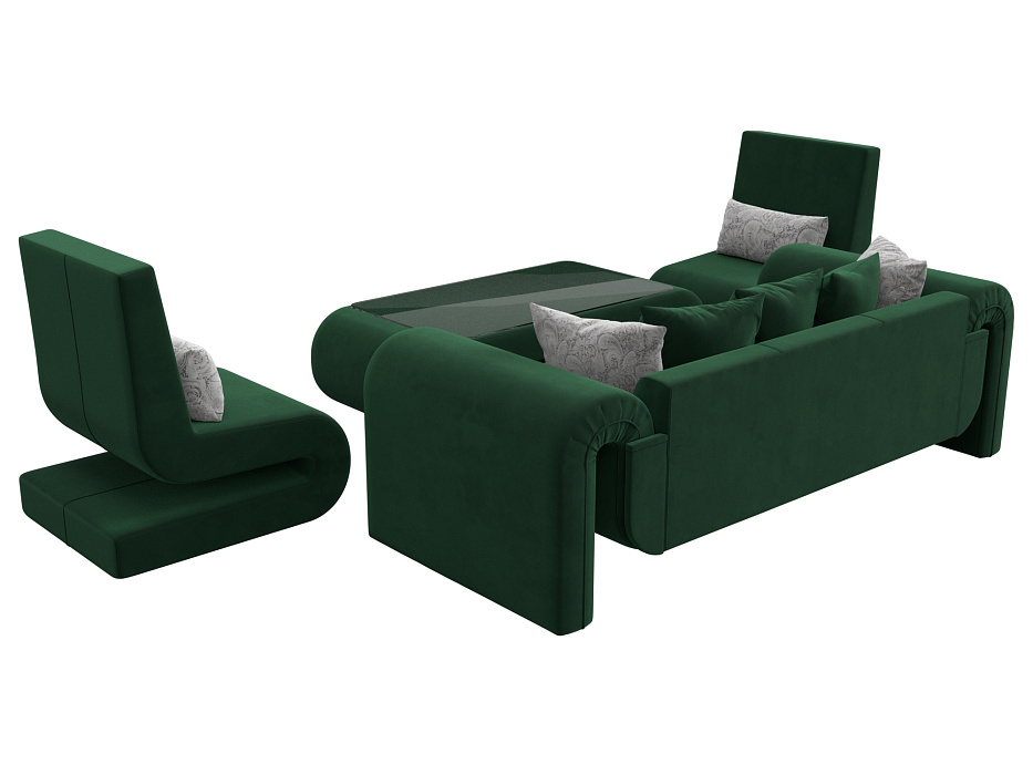 Набор Волна-2 (стол, диван, 2 кресла) (seven 626 зеленый;seven 17 серый)