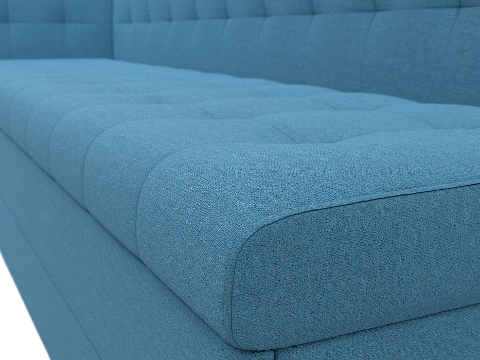 Диван кухонный прямой Бриз с углом слева (амур 10 голубой)