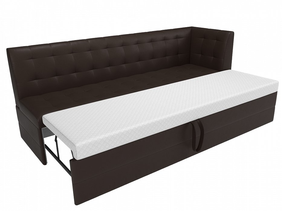 Диван кухонный прямой Бриз с углом справа (коричневый)