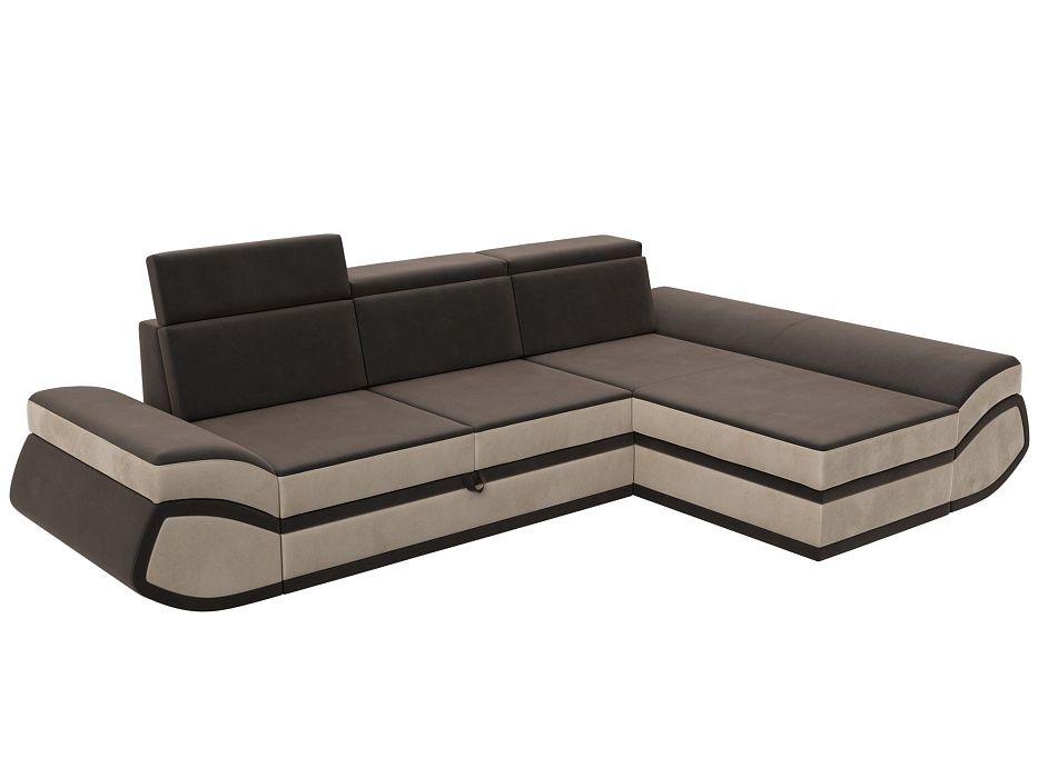 Диван угловой Лига-032 правый угол (seven 727 коричневый;seven 729 бежевый)