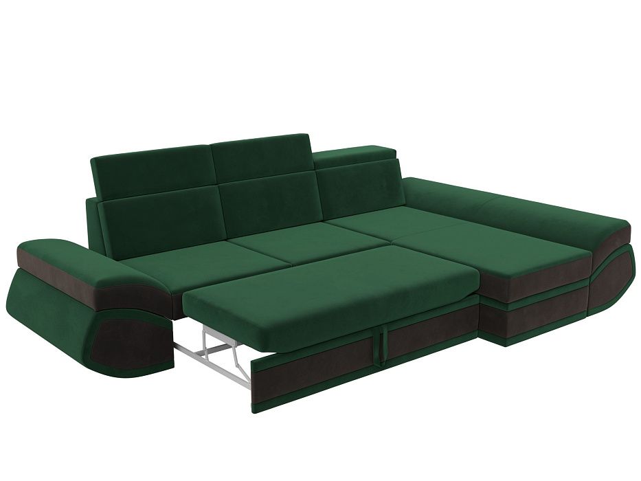 Диван угловой Лига-032 правый угол (seven 626 зеленый;seven 727 коричневый)