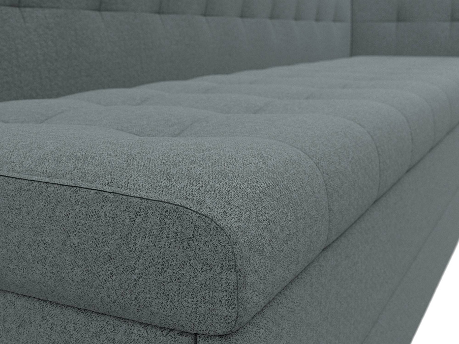 Диван кухонный прямой Бриз с углом справа (амур 07 серый)