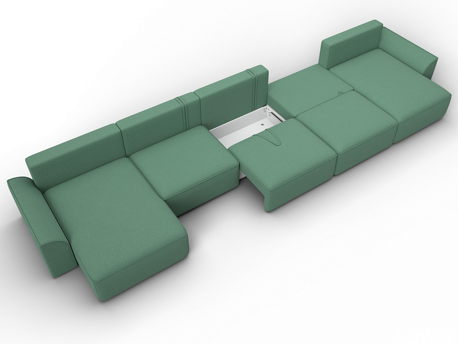Диван П-образный Лига-048 НПБ МегаЛонг (амур 11 зеленый)