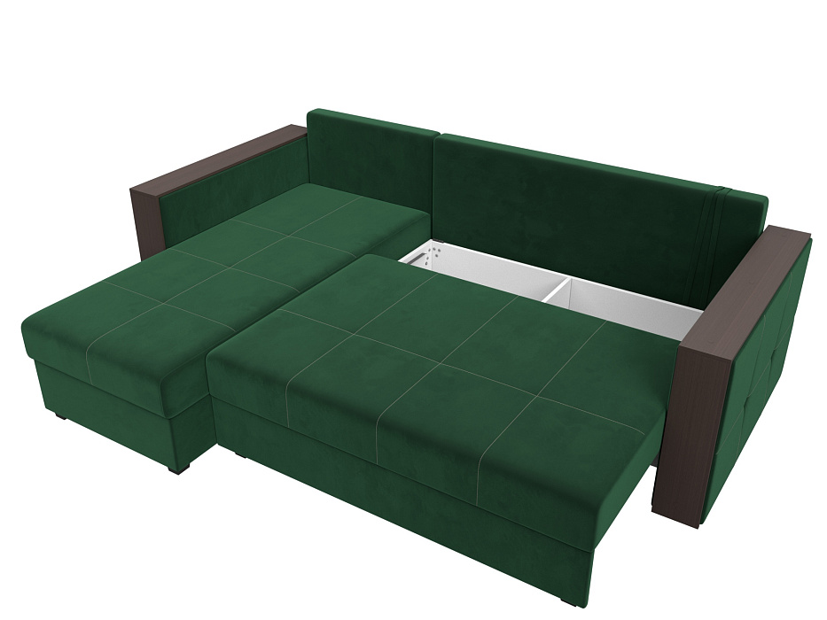 Диван угловой Валенсия Лайт левый угол (seven 626 зеленый)