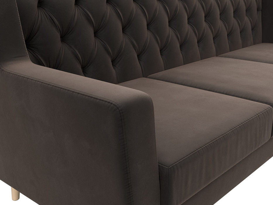 Диван кухонный прямой Брайтон 3 Люкс (seven 727 коричневый)