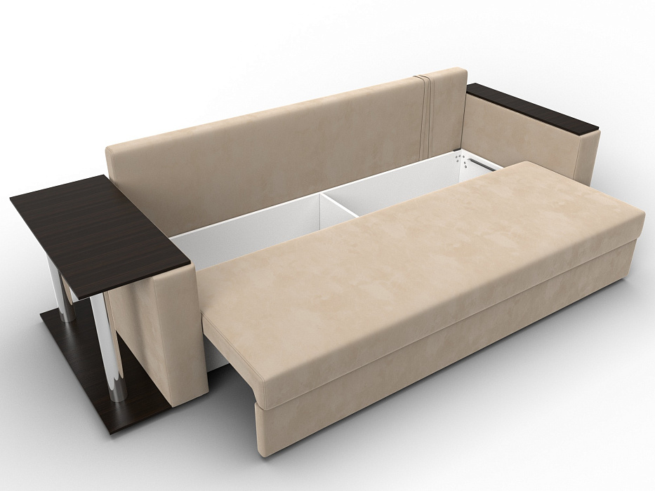 Диван прямой Атланта со столом слева (seven 729 бежевый)