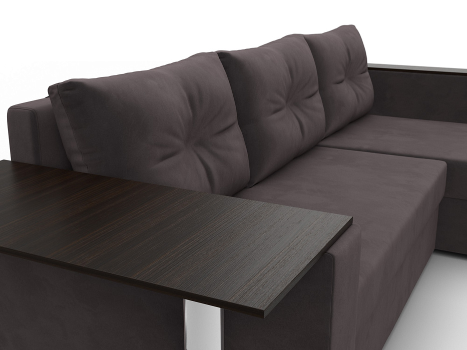 Диван угловой Атланта со столом правый угол (seven 727 коричневый)