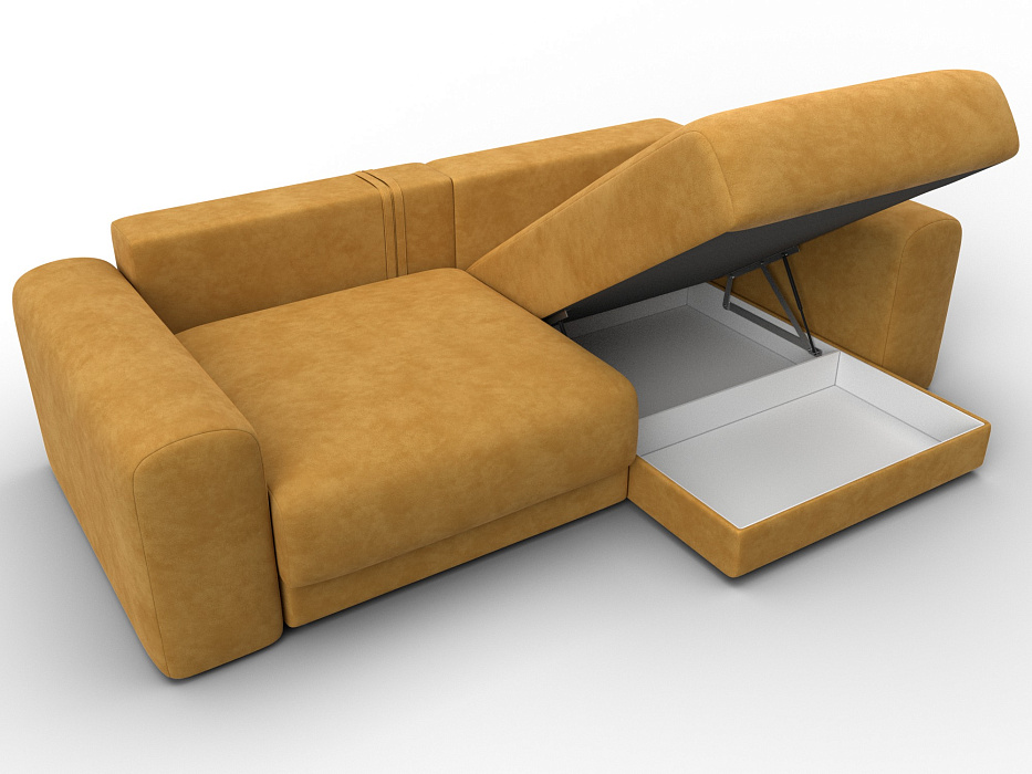 Диван угловой Лига-056 НПБ угол универсальный (brut 10 желтый)