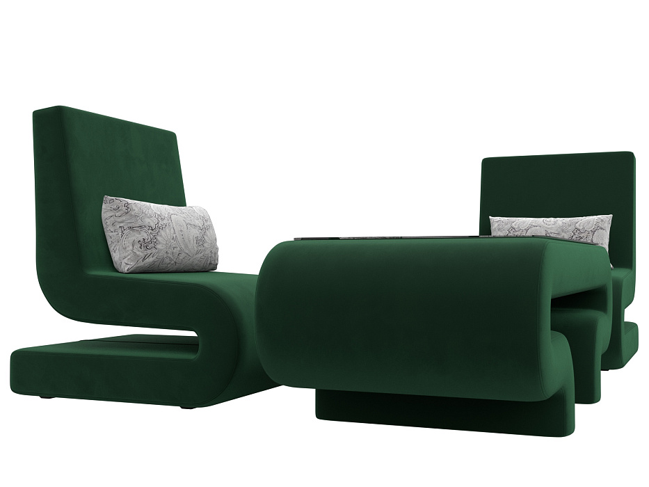 Набор Волна-3 (стол, 2 кресла) (seven 626 зеленый;seven 17 серый)