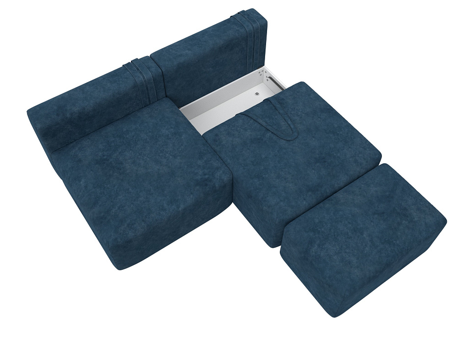 Диван прямой модульный с пуфом Лига-060 НПБ (brut 11 синий)