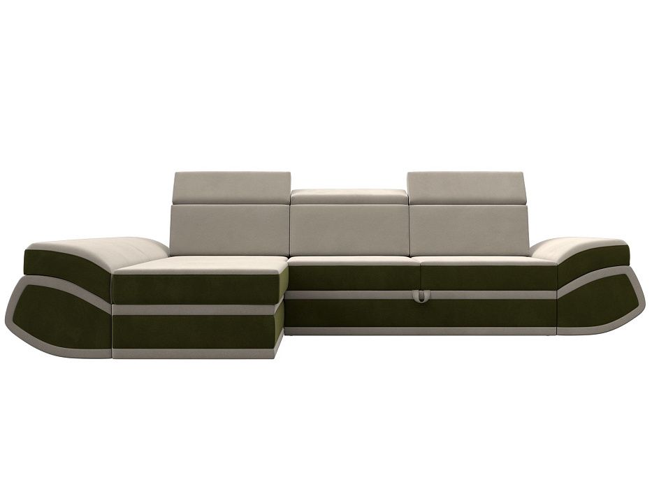 Диван угловой Лига-032 левый угол (бежевый;зеленый)