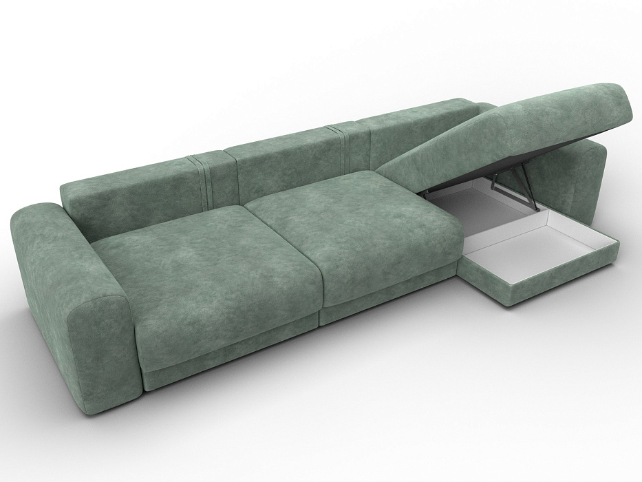 Диван угловой Лига-056 НПБ Лонг угол универсальный (brut 08 зеленый)
