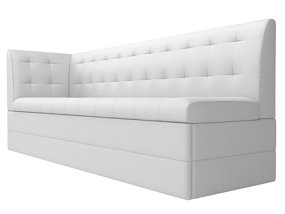 Диван кухонный прямой Бриз с углом слева (белый)