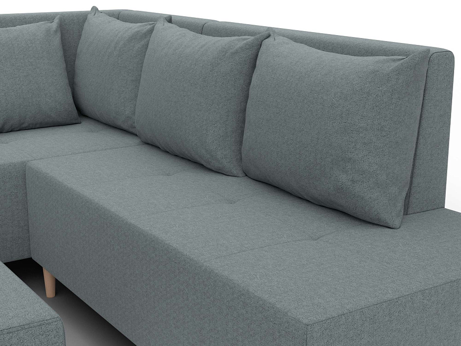 Диван угловой модульный с пуфом Лига-126 угол левый (амур 07 серый)