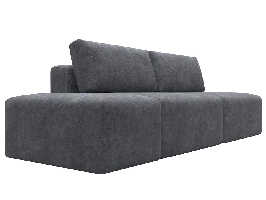 Диван прямой модульный с пуфом Лига-060 НПБ (brut 16 темно-серый)