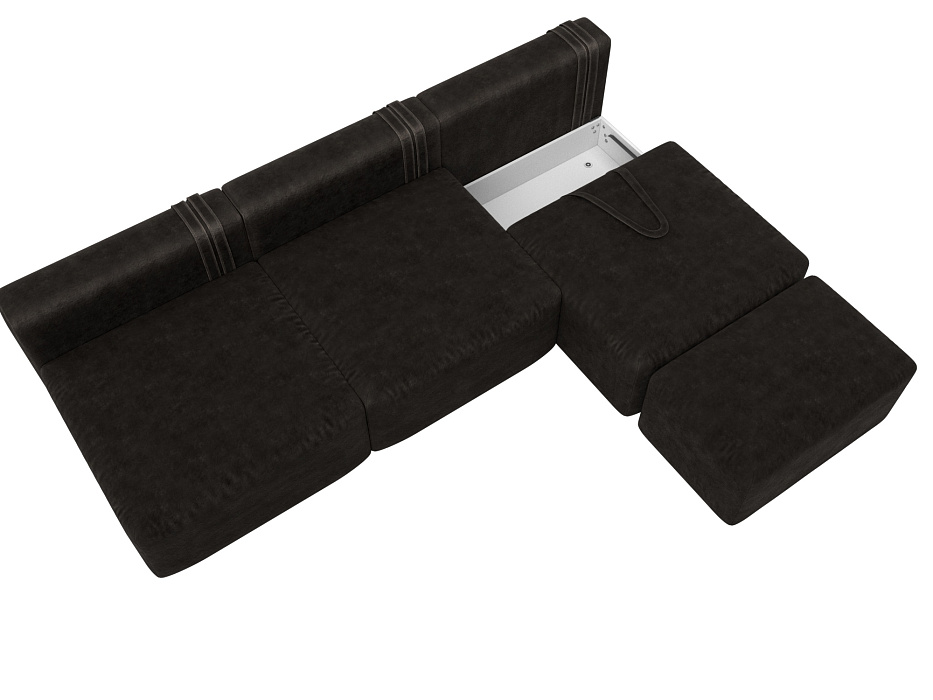 Диван прямой модульный с пуфом Лига-060 НПБ Лонг (brut 17 коричневый)