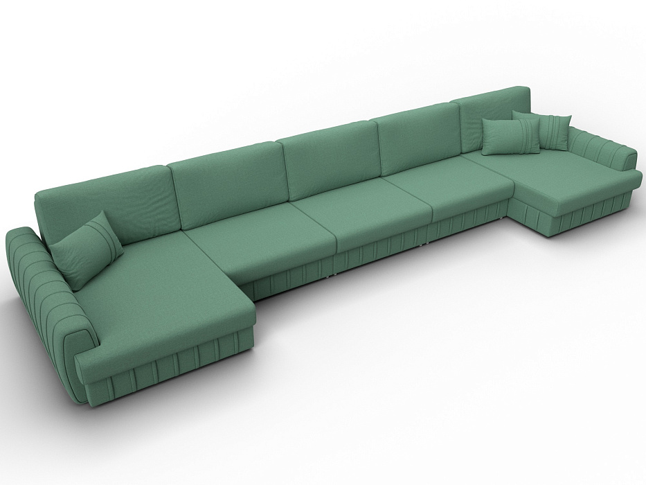 Диван П-образный Лига-057 НПБ МегаЛонг (амур 11 зеленый)