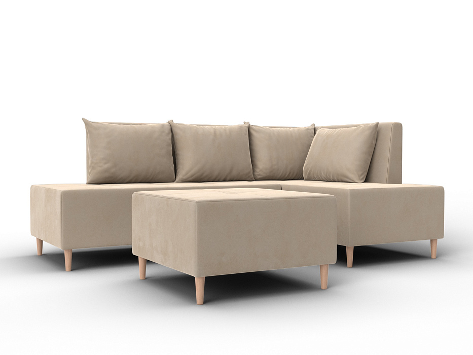 Диван угловой модульный с пуфом Лига-126 угол правый (seven 729 бежевый)