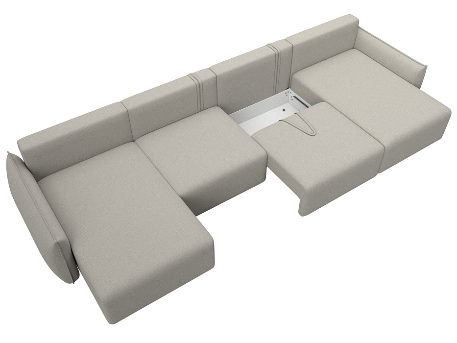 Диван П-образный Лига-051 НПБ Лонг (амур 02 бежевый)