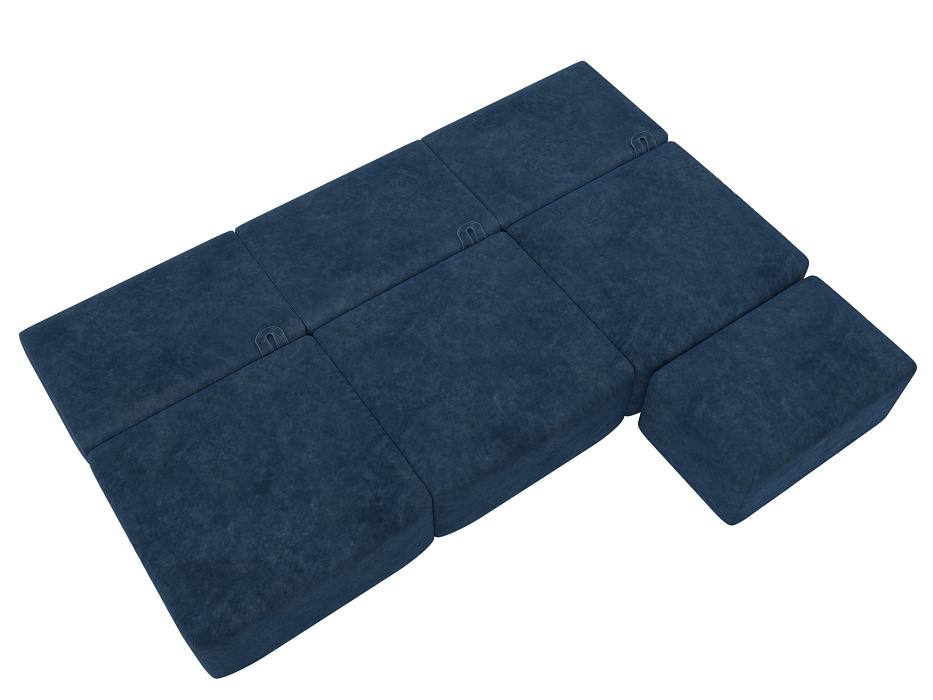 Диван прямой модульный с пуфом Лига-060 НПБ Лонг (brut 11 синий)