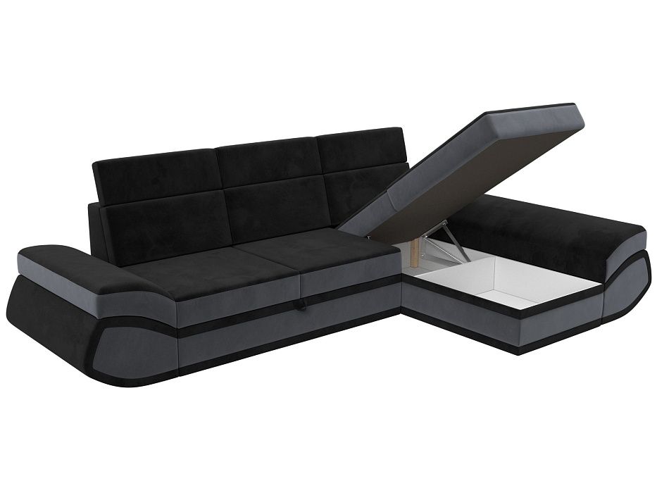 Диван угловой Лига-032 правый угол (seven 35 черный;seven 17 серый)