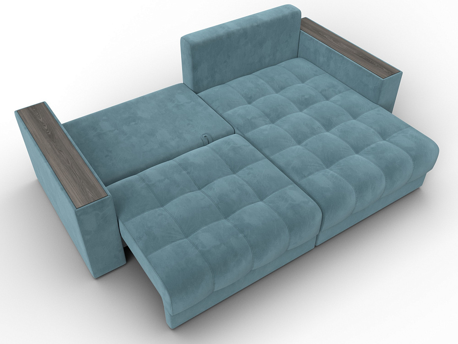 Диван угловой с декором Лига-049 НПБ (seven 113 бирюзовый)