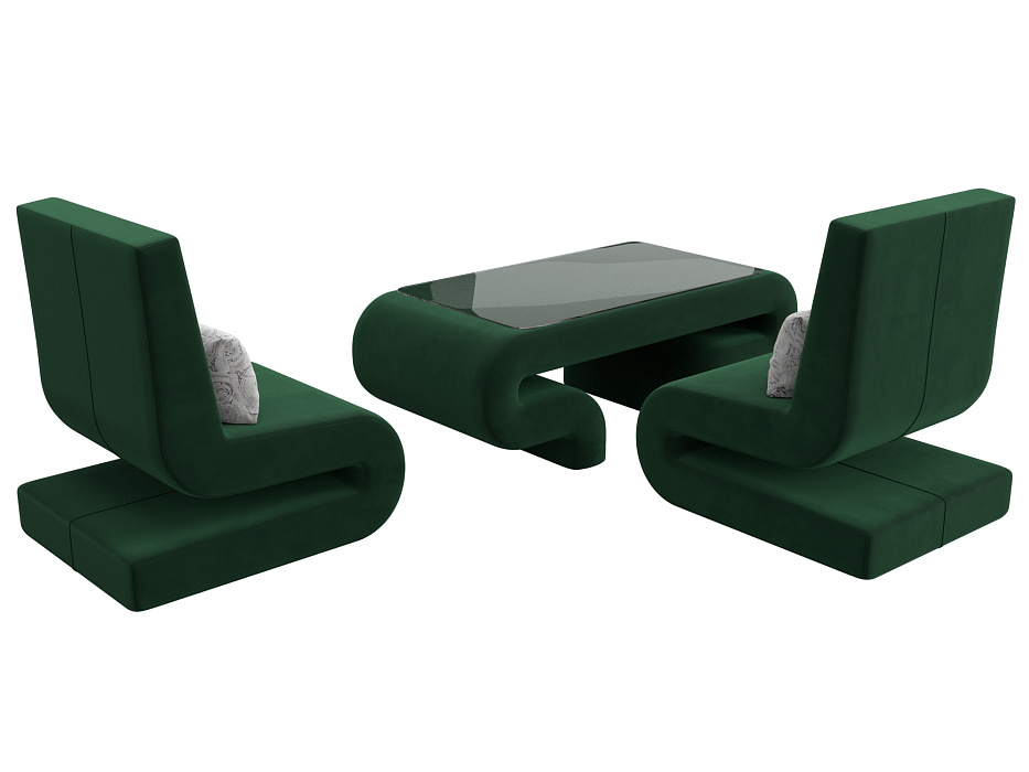 Набор Волна-3 (стол, 2 кресла) (seven 626 зеленый;seven 17 серый)